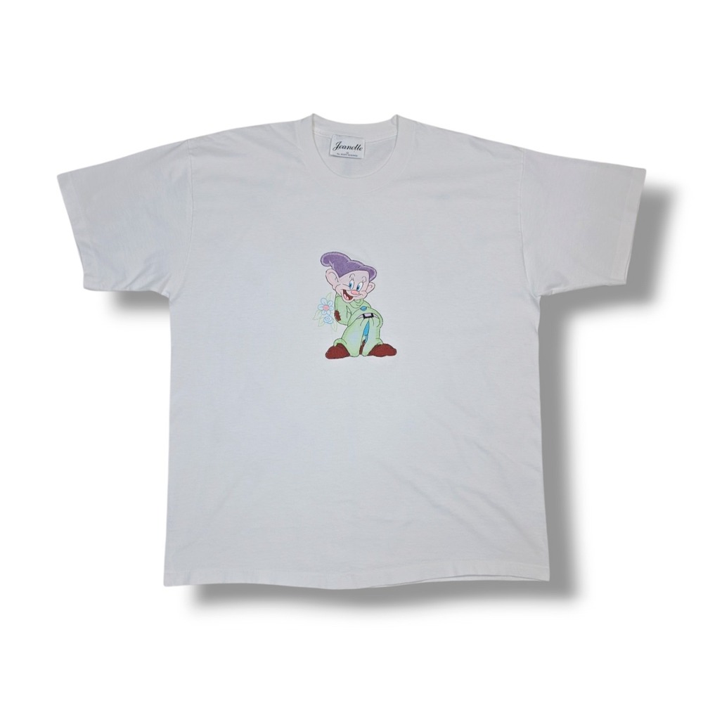 Vintage Jeanette x Disney Dopey Embroidered White T-Shirt Women's L